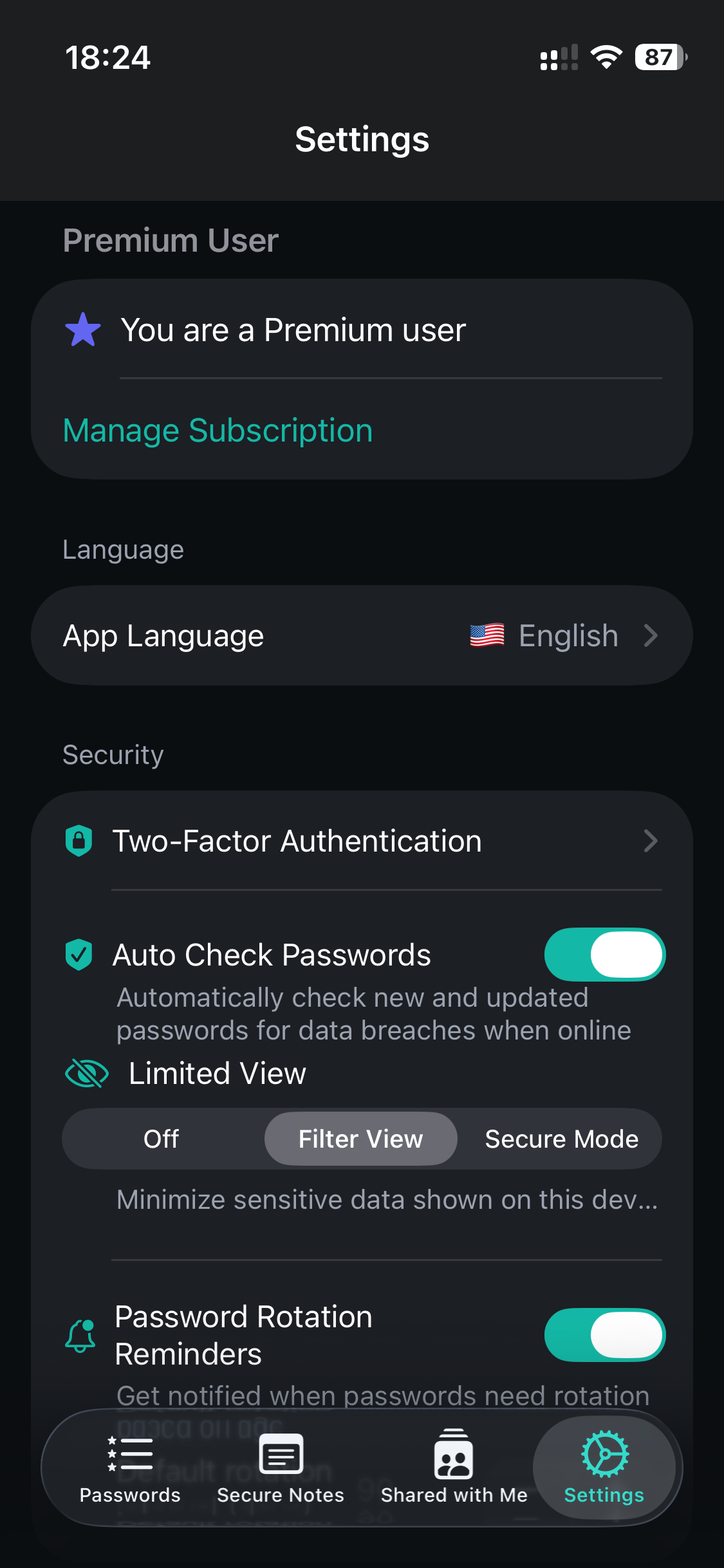 TorrinPass Trust Mode for travel security with Filter View and Secure Mode
